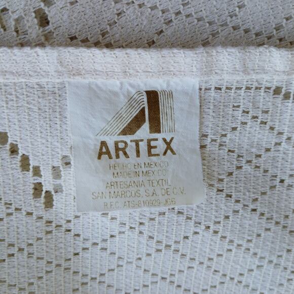 Artex Heritage Lace Tablecloth 96" x 60" ecru cream Vintage MCM polyester woven - Picture 5 of 13